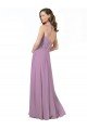 Floral Detailed Chiffon Bridesmaid Dress with Keyhole Back Essex