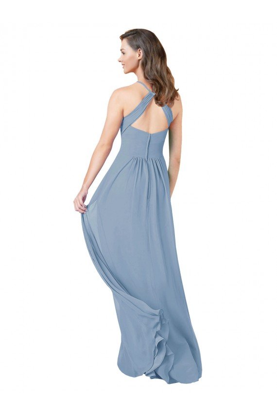 Chiffon Bridesmaid Dress with High Halter Neckline Essex