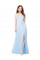 Chiffon Bridesmaid Dress with Tie Sash and Side Slit Essex