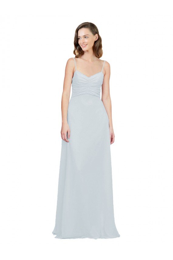 Slim A-Line Chiffon Bridesmaid Dress with Spaghetti Strap Gathered Bodice Essex