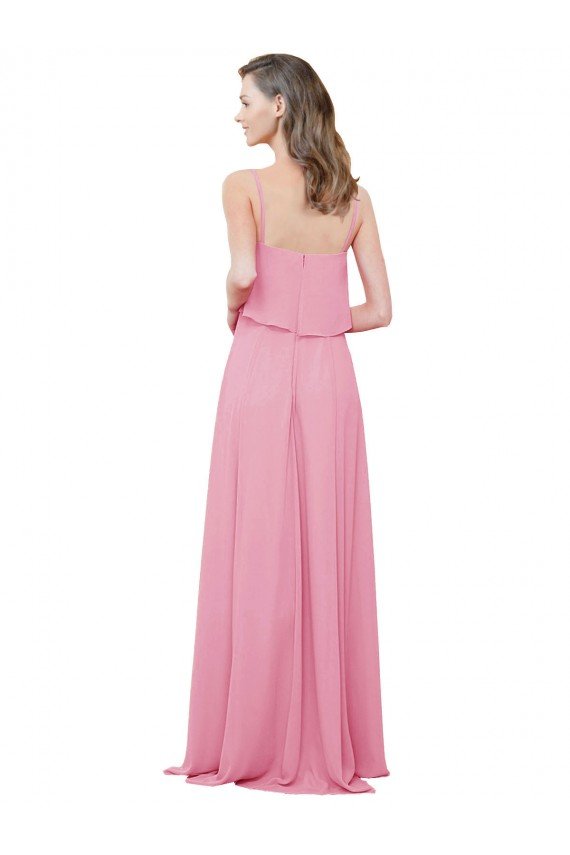 Spaghetti Strap Chiffon Bridesmaids Dress with Ruffle Overlay Essex
