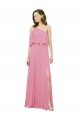 Sleeved One Shoulder Chiffon Bridesmaids Dress with Draped Ruffle Overlay Essex