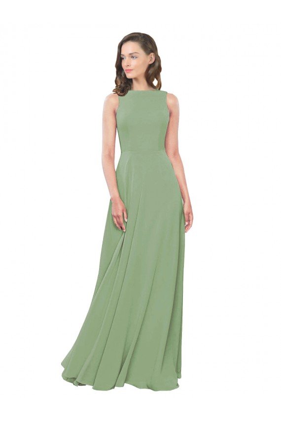 High Neck Chiffon Bridesmaids Dress with Low Cowl Back Essex