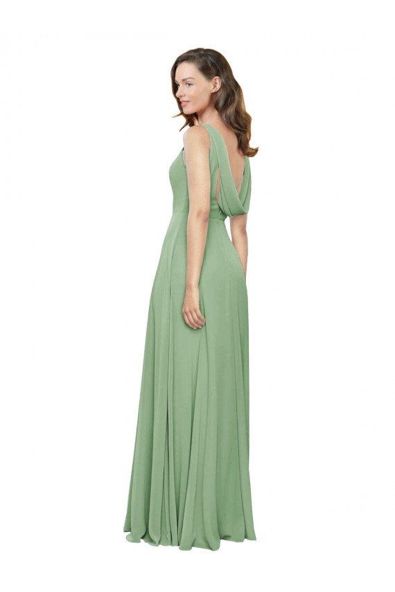 High Neck Chiffon Bridesmaids Dress with Low Cowl Back Essex