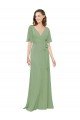 Chiffon V-Neckline Wrap Bridesmaids Dress With Double Flutter Sleeve Essex