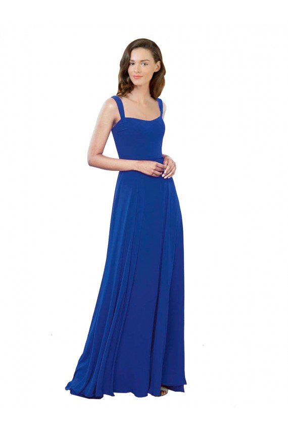 Square Neck A-Line Long Floor Length Chiffon Bridesmaid Dress Essex