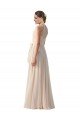 Tie Neck Long Chiffon A-Line Bridesmaid Dress with Sheer Back Essex