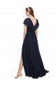 Long V-Neck Chiffon Bridesmaid Dress with Slit and V-Back Essex