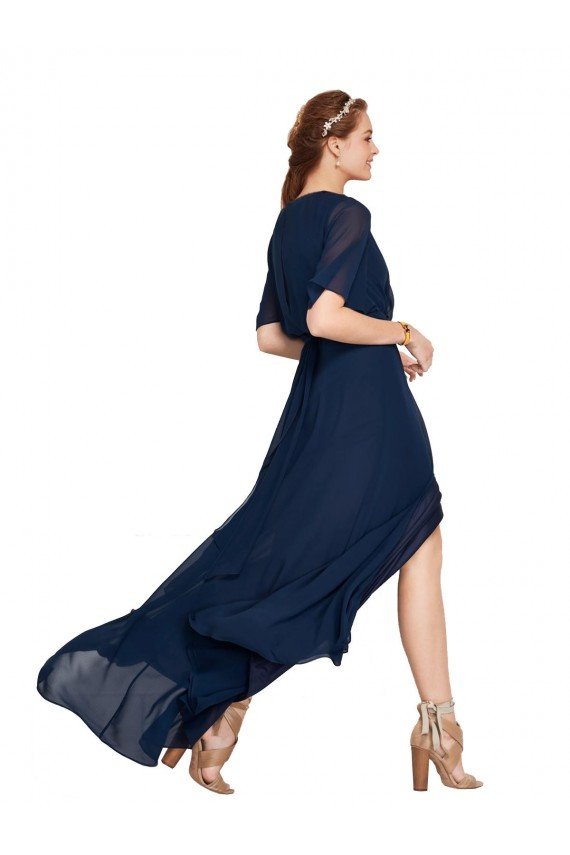 V-Neck Plush Chiffon Bridesmaid Dress with Flutter Sleeves Essex