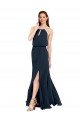 Grecian Style Halter Chiffon Bridesmaid Dress with Keyhole and Slit Essex