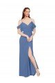 Mock-Wrap Off the Shoulder Long Chiffon Bridesmaid Dress with Side Slit Essex
