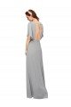 V-Neck Long Chiffon Bridesmaid Dress with Dolman Sleeved Bodice and Slit Essex