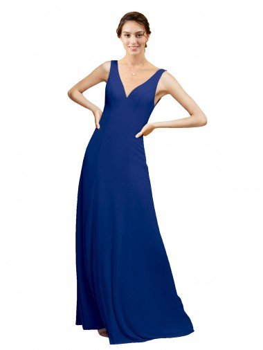 V-Neck Sheath Chiffon Bridesmaid Dress with V-Back Essex