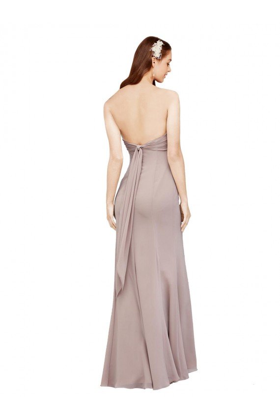 Fit and Flare Long Chiffon Bridesmaid Dress / Prom Dress with Sash and Open Back Essex