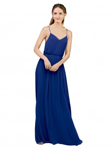 Long Chiffon Bridesmaid Dress with Spaghetti Strap Bodice Essex