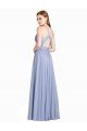 Ruched Criss Over Bodice Chiffon Bridesmaid Dress with Lace Open Back Essex