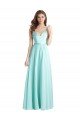 Long V-Neck Chiffon Bridesmaid Dress with Satin Bodice Essex