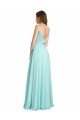 Long V-Neck Chiffon Bridesmaid Dress with Satin Bodice Essex