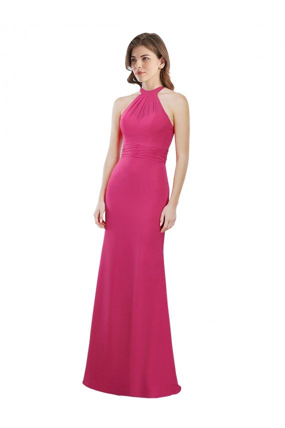 Slim A-Line Long Chiffon Bridesmaid Dress with Strappy Back Essex