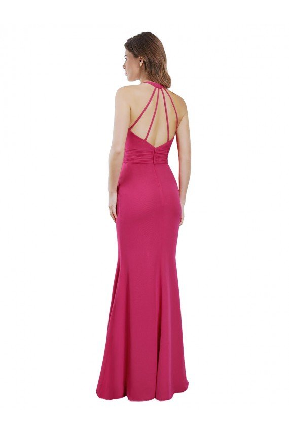 Slim A-Line Long Chiffon Bridesmaid Dress with Strappy Back Essex