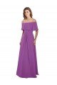 Draped Off The Shoulder Chiffon Bridesmaid Dress with Spaghetti Straps and Ruffled Neckline Essex
