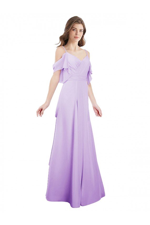 Chiffon Bridesmaid Dress with Draped Sweetheart Bodice and Off The Shoulder Flounces Essex