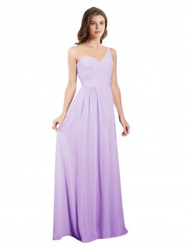 Draped One Shoulder A-Line Long Chiffon Bridesmaid Dress Essex