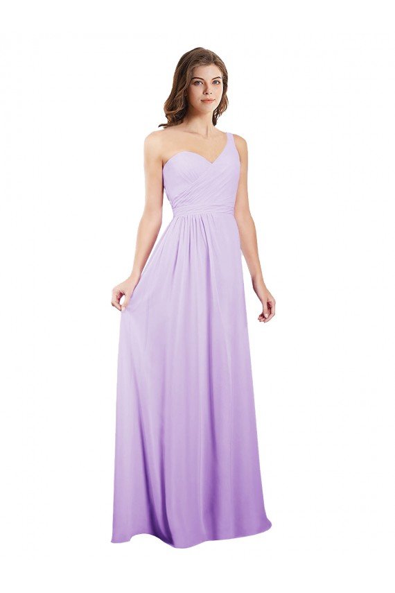 Draped One Shoulder A-Line Long Chiffon Bridesmaid Dress Essex