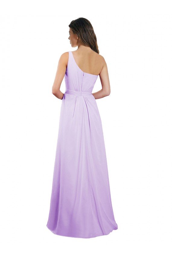 Draped One Shoulder A-Line Long Chiffon Bridesmaid Dress Essex