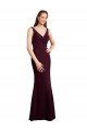 Floor Length Fluted Chiffon Dress with Draped Bodice and V-Neckline Essex
