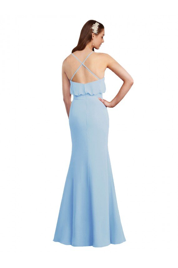 Fluted Long Chiffon Bridesmaid Dress with Cascading Ruffles Essex