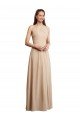 Draped Halter Neck Long Chiffon Bridesmaid Dress with Tie Back Essex