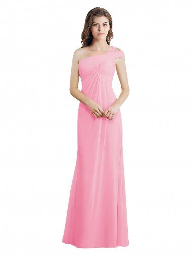 Single Shoulder Chiffon Bridesmaid Dress with Draped Bodice Essex