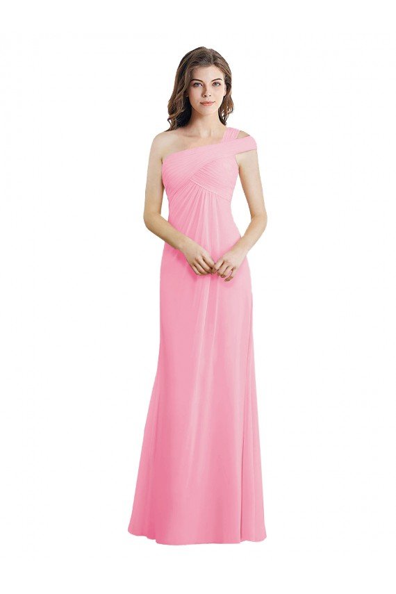 Single Shoulder Chiffon Bridesmaid Dress with Draped Bodice Essex