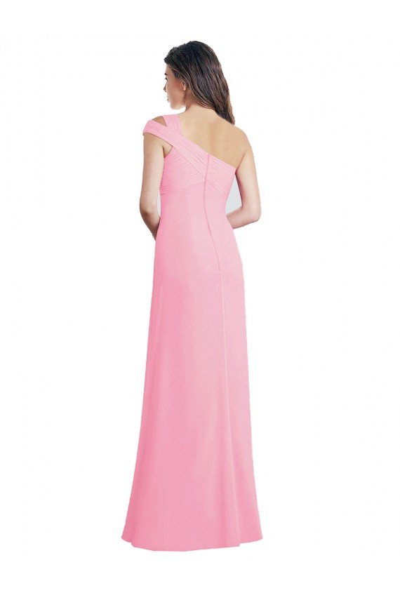 Single Shoulder Chiffon Bridesmaid Dress with Draped Bodice Essex
