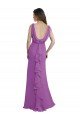 V-Shaped Neckline Long Chiffon Bridesmaid Dress with Cascading Ruffles Back Essex