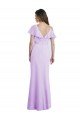 Ruffled Neckline Cold Shoulder Long Chiffon Bridesmaid Dress Essex