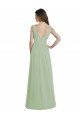 V-Neck A-Line Long Chiffon Bridesmaid Dress with Draped Bodice Essex