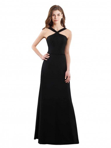 Chiffon A-Line Bridesmaid Dress with Criss Cross Halter Top Essex