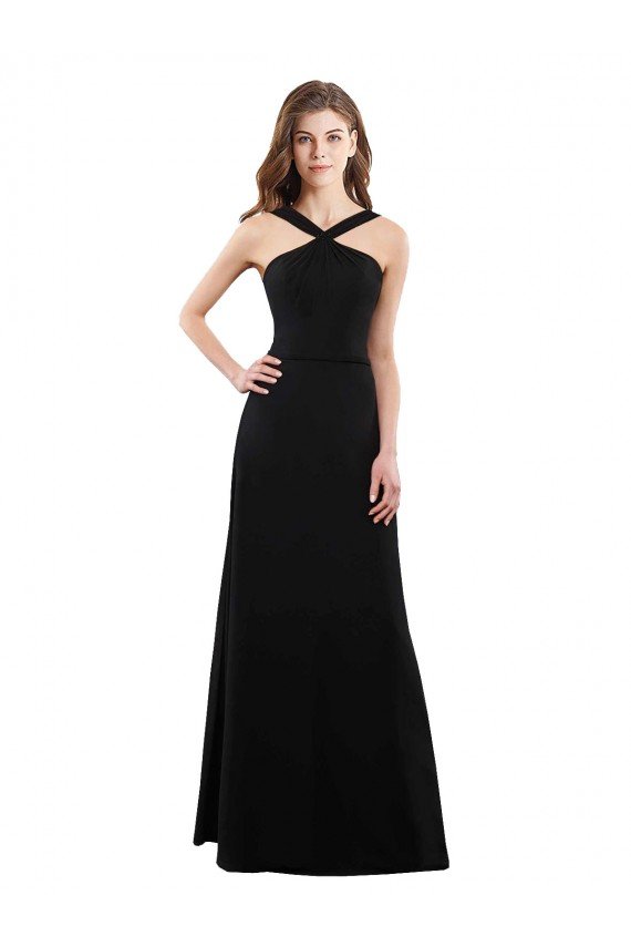 Chiffon A-Line Bridesmaid Dress with Criss Cross Halter Top Essex
