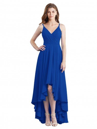 Draped High Low Chiffon Bridesmaid Dress with Cross Over Bodice Essex