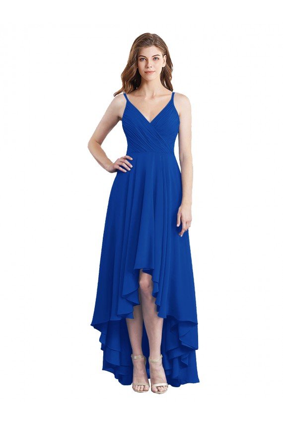 Draped High Low Chiffon Bridesmaid Dress with Cross Over Bodice Essex