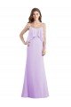 Scoop Neck Long Chiffon Bridesmaid Dress with Cross Over Neckline Flounce Essex