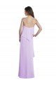 Scoop Neck Long Chiffon Bridesmaid Dress with Cross Over Neckline Flounce Essex