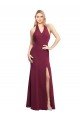 Chiffon Mermaid Bridesmaid Dress with Back Tie Halter Straps and Side Slit Essex