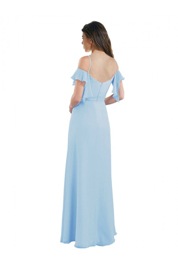 Cold Shoulde Chiffon Bridesmaid Dress with Wrap Bodice Essex