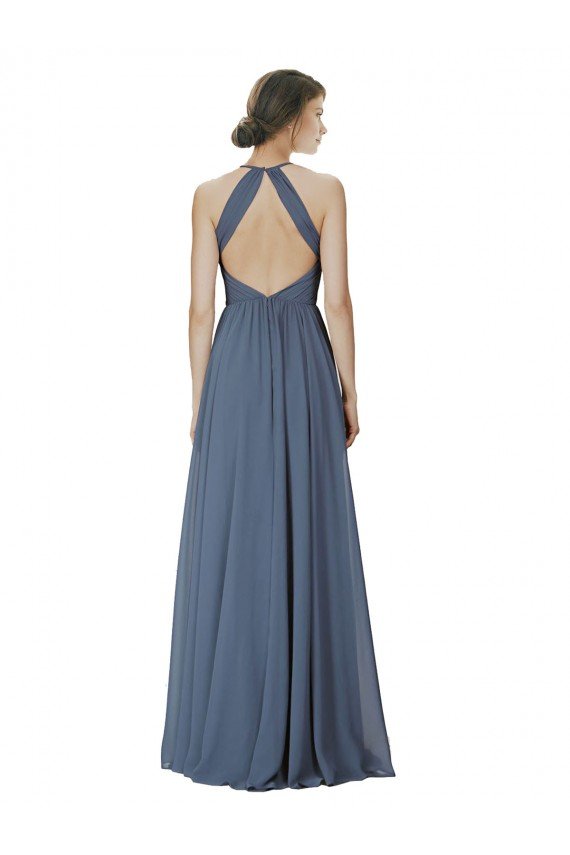 Halter Neck Ruched Bodice Chiffon Bridesmaid Dress Essex