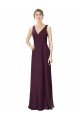 Long Chiffon Bridesmaid Dress with Ruched Criss Cross V-Neck Bodice Essex