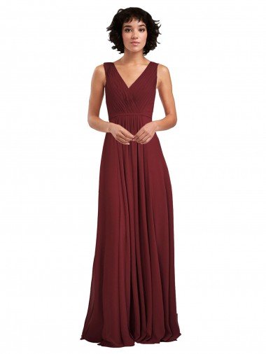 Sleeveless V-Neck Pleated Chiffon Bridesmaid Dress Essex