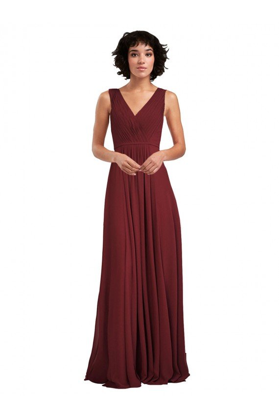 Sleeveless V-Neck Pleated Chiffon Bridesmaid Dress Essex